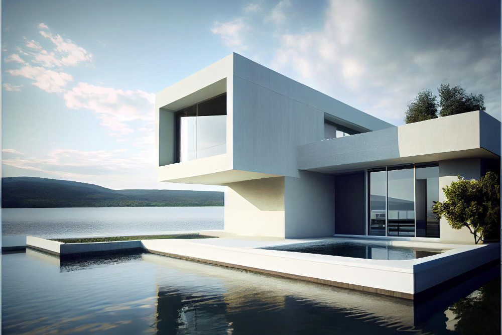 modern-minimalist-villa-architecture-with-swimming-pool-lake-view-generative-ai-illustration
